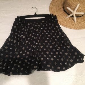 Navy Blue Patterned Skirt W/ Pockets